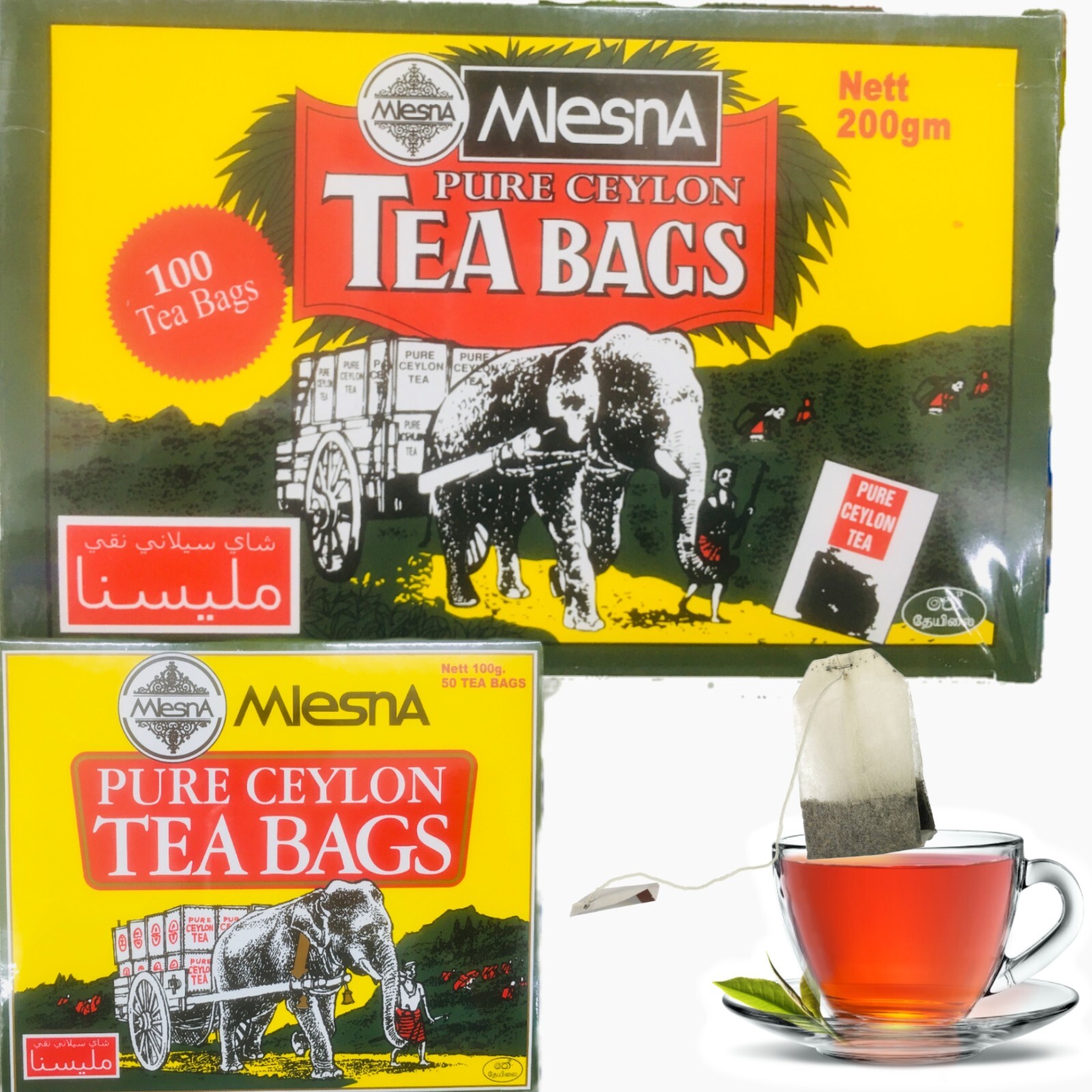 Mlesna PURE CEYLON TEA BAGS Premium Quality Natural Black Tea – 50/100 Tea Bags