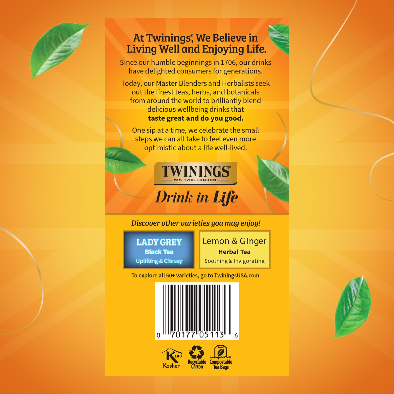 Twinings Earl Grey Black Tea Bags Citrus & Bergamot Flavor 50 Count Box