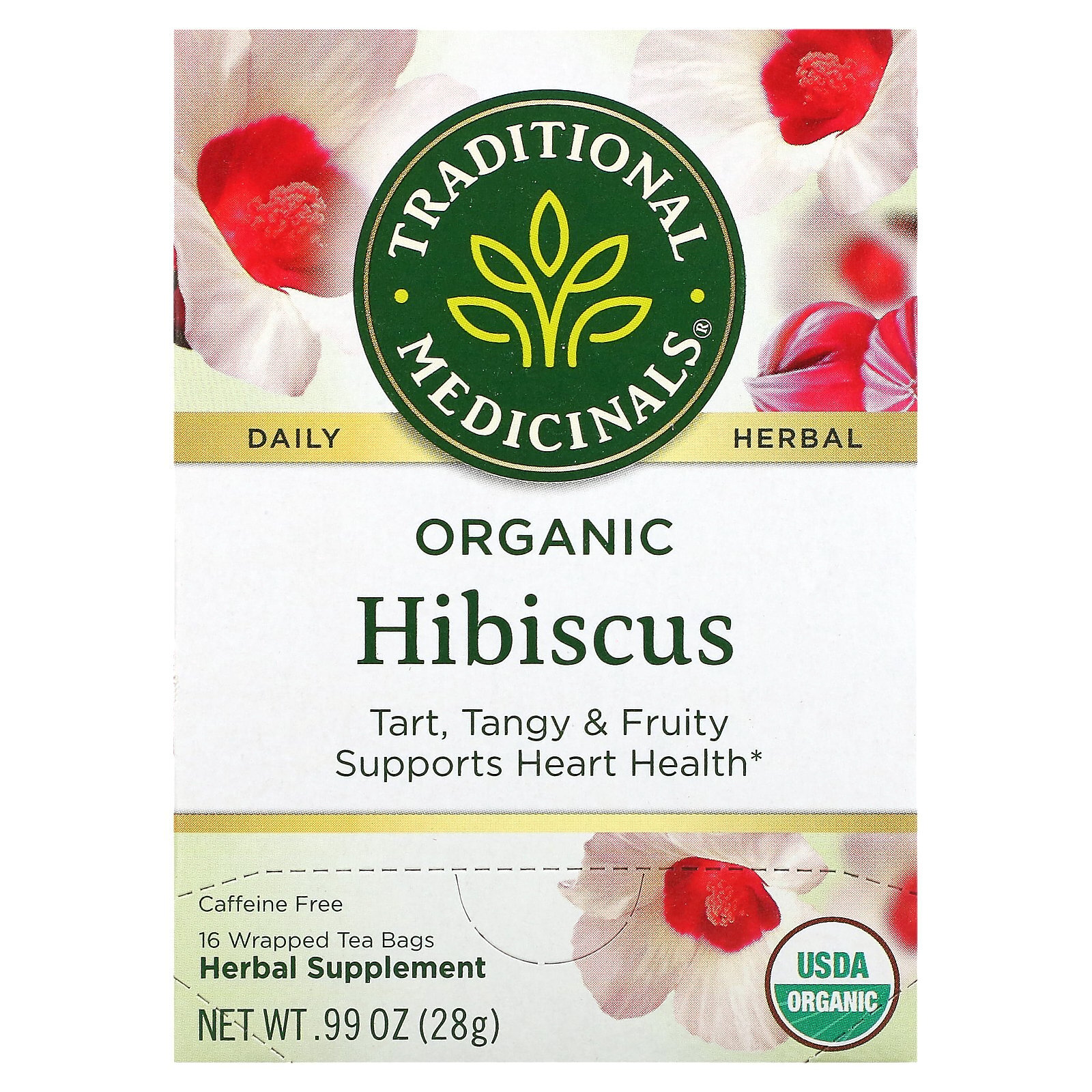 Organic Hibiscus, Caffeine Free, 16 Wrapped Tea Bags, 0.99 oz (28 g)