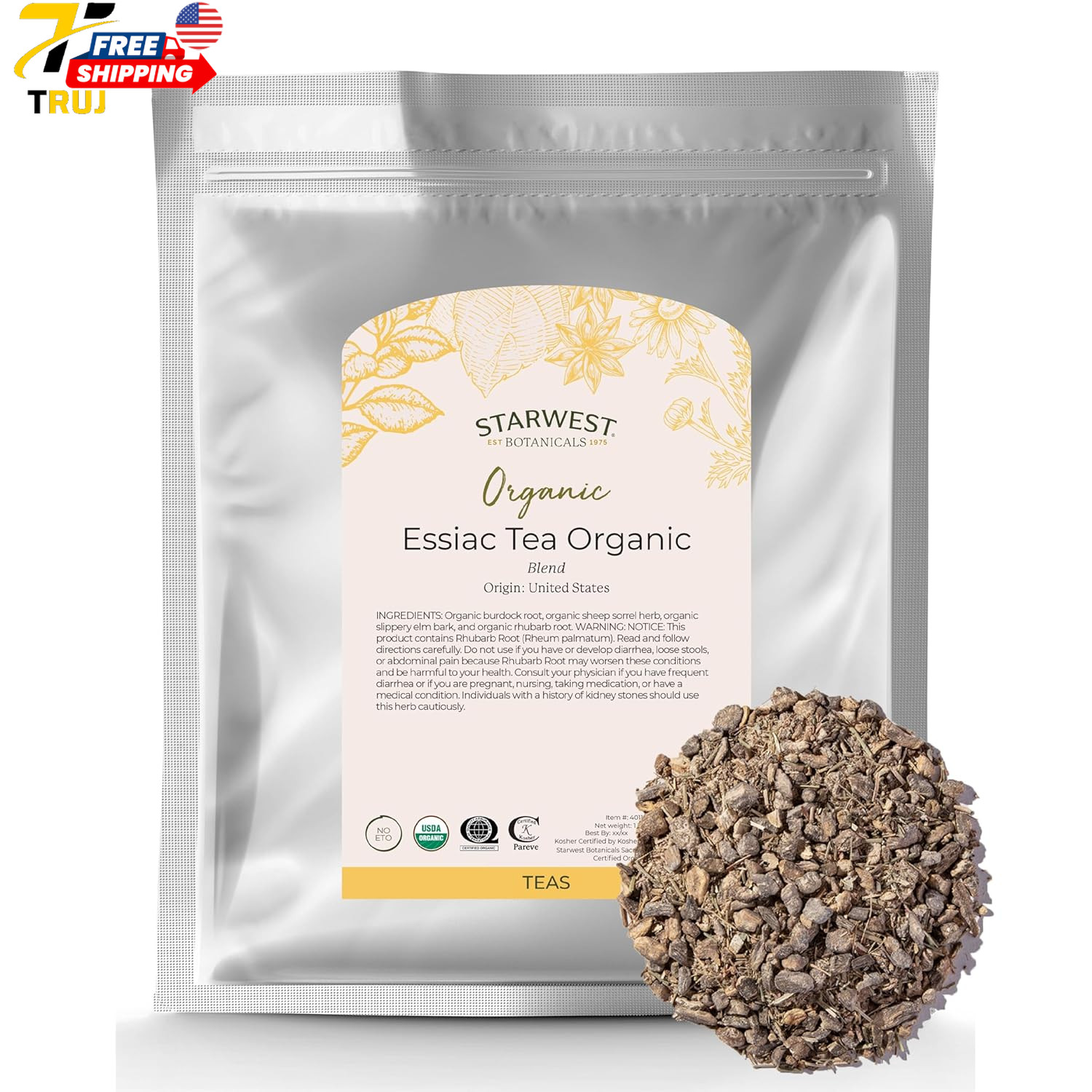 Starwest Botanicals Organic Essiac Tea Bulk 1 Pound Bag Herbal Loose Leaf NEW