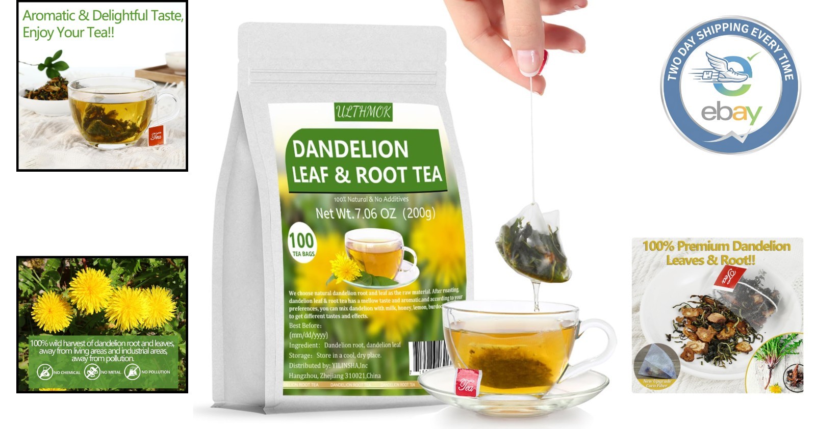 100% Natural Dandelion Root Tea Bags – Liver Detox & Additive-Free, 7.06Oz