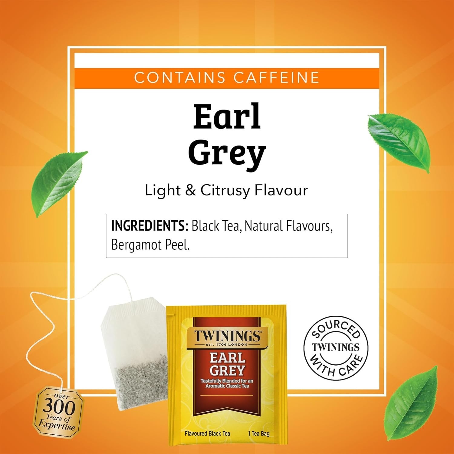 Classic Earl Grey Black Tea 100 Teabags Bergamot Citrus Flavor Uplifting