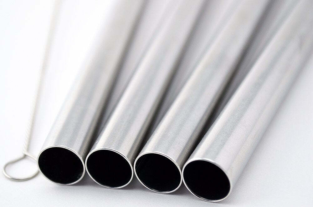 4 BOBA Straw Stainless Steel Extra Wide 1/2″ x 9.5″ Long Tapioca Pearl Bubble