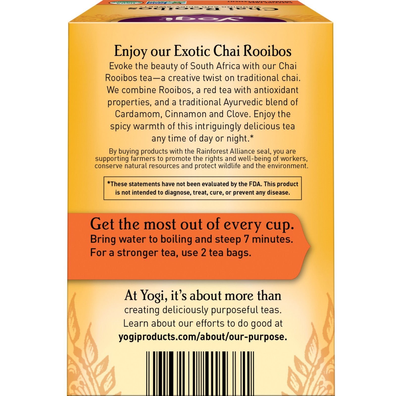 Yogi Tea – Chai Rooibos – Warming and Spicy Sweet – 6 Pack, 96 Tea Bags