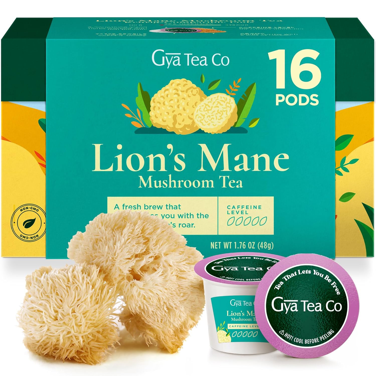 Lion’S Mane Mushroom Tea Gift Set (16 Count) – Decaf Tea Pod for Lovers Get Well