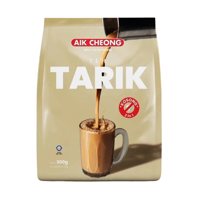 4 X Aik Cheong 2 In 1 Teh Tarik Kosong No Sugar Added (25gm x 12) + DHL EXPRESS