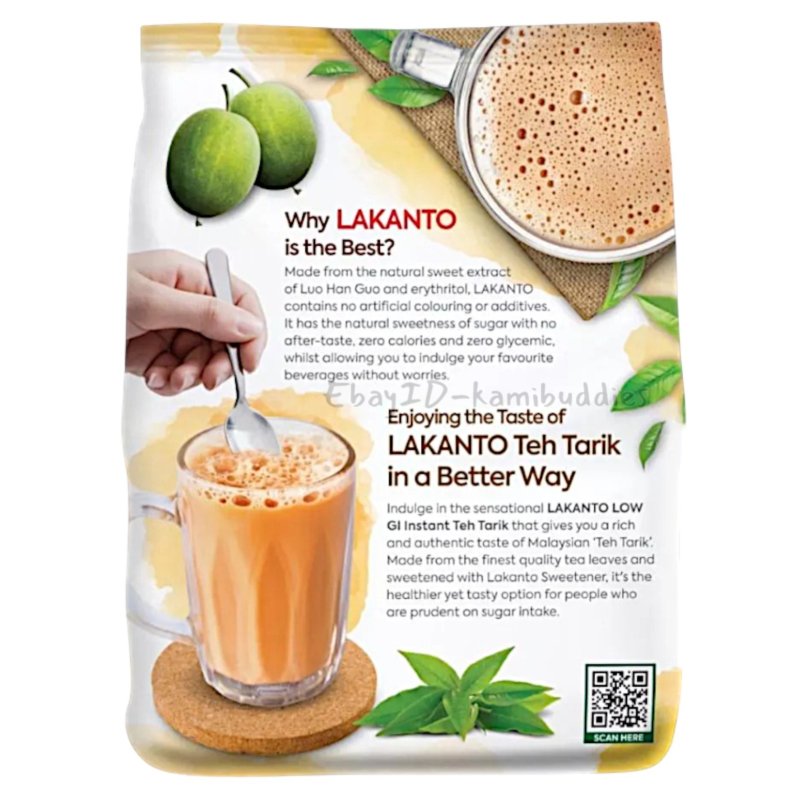 Lakanto Teh Tarik Instant Milk Tea 3 packs | Naturally Sweetened
