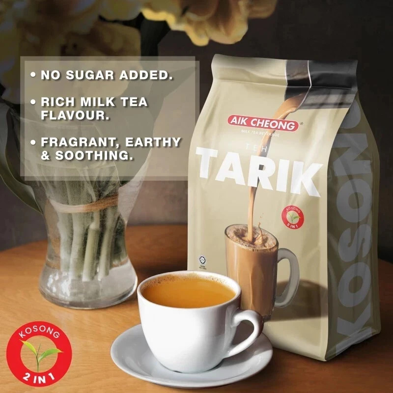 4 X Aik Cheong 2 In 1 Teh Tarik Kosong No Sugar Added (25gm x 12) + DHL EXPRESS