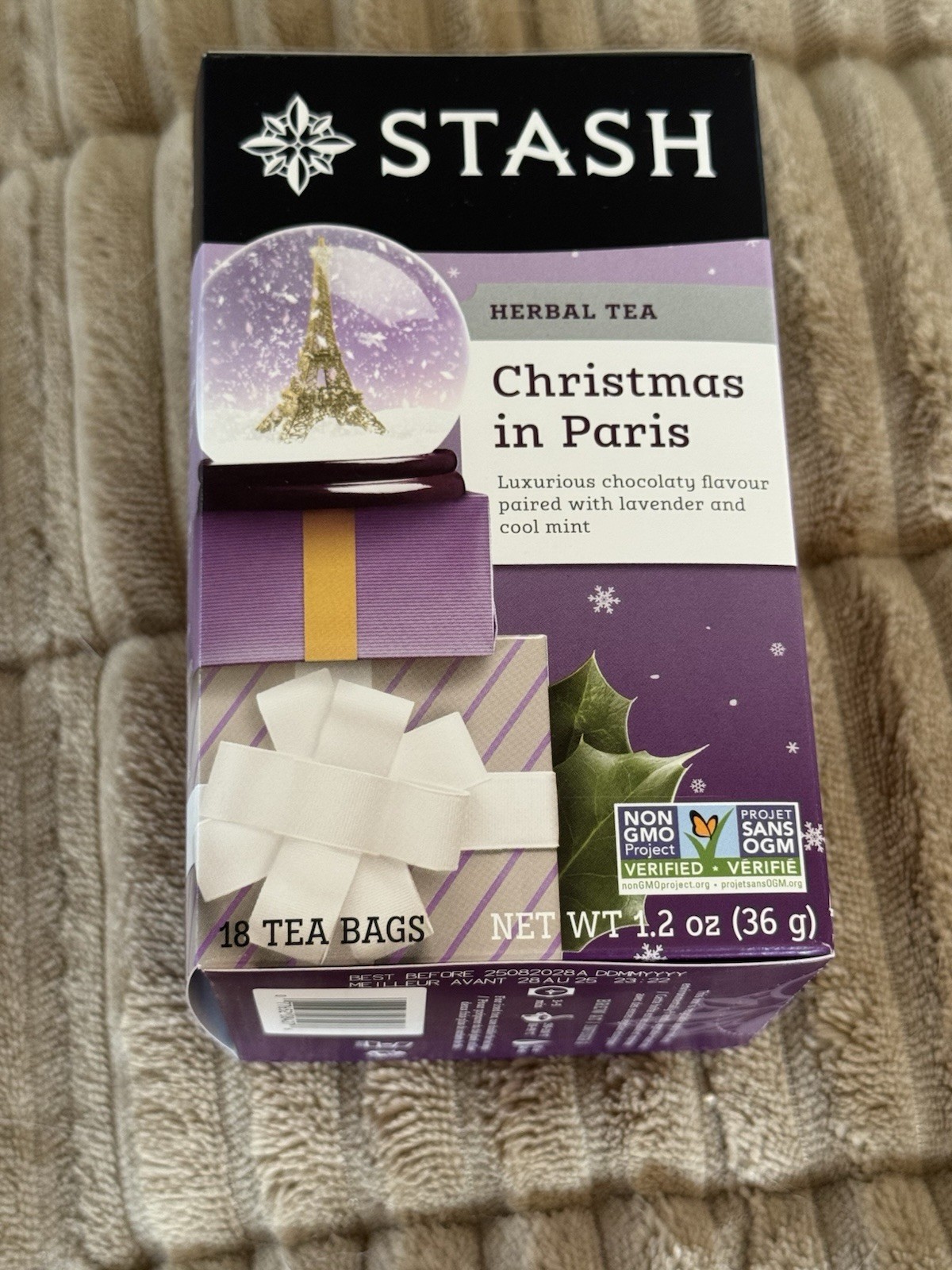 STASH TEA Christmas In Paris Herbal Tea 18 ct Noel Paris Chocolate Lavender Mint