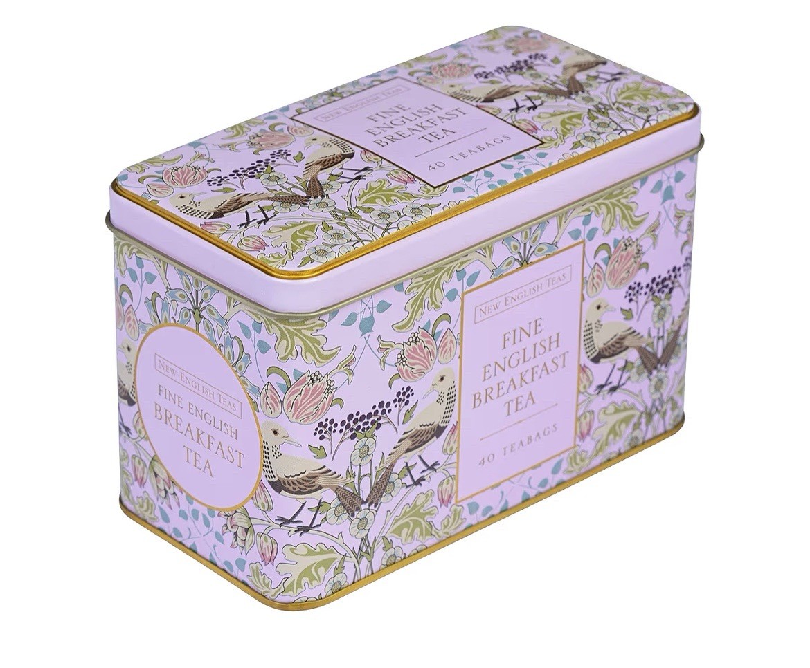 New English Teas Fine English Breakfast Tea Tin | 40 Teabags Song Thrush & Berr…