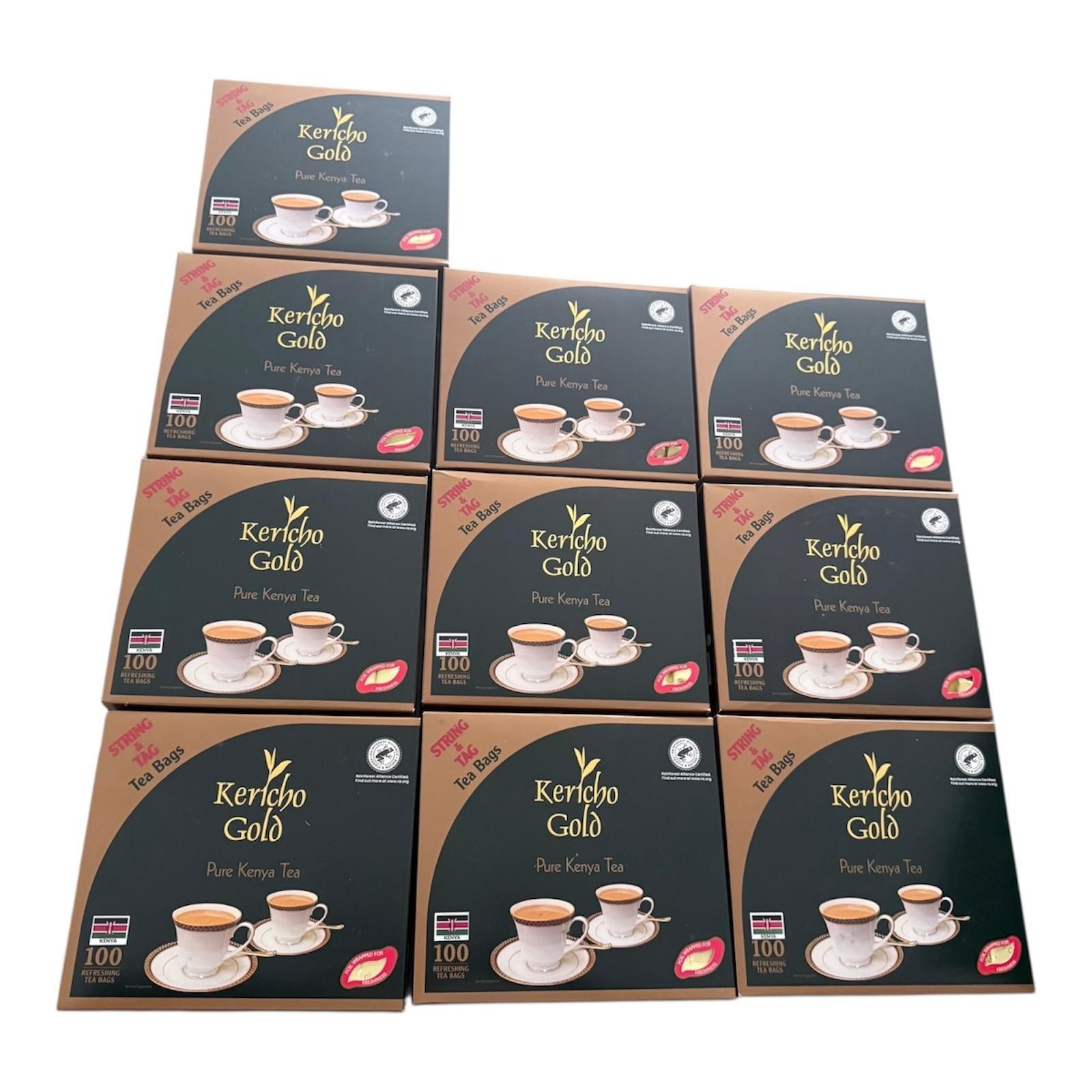 Kericho Gold Pure Kenya Tea – 100 premium tea bags with string & tag