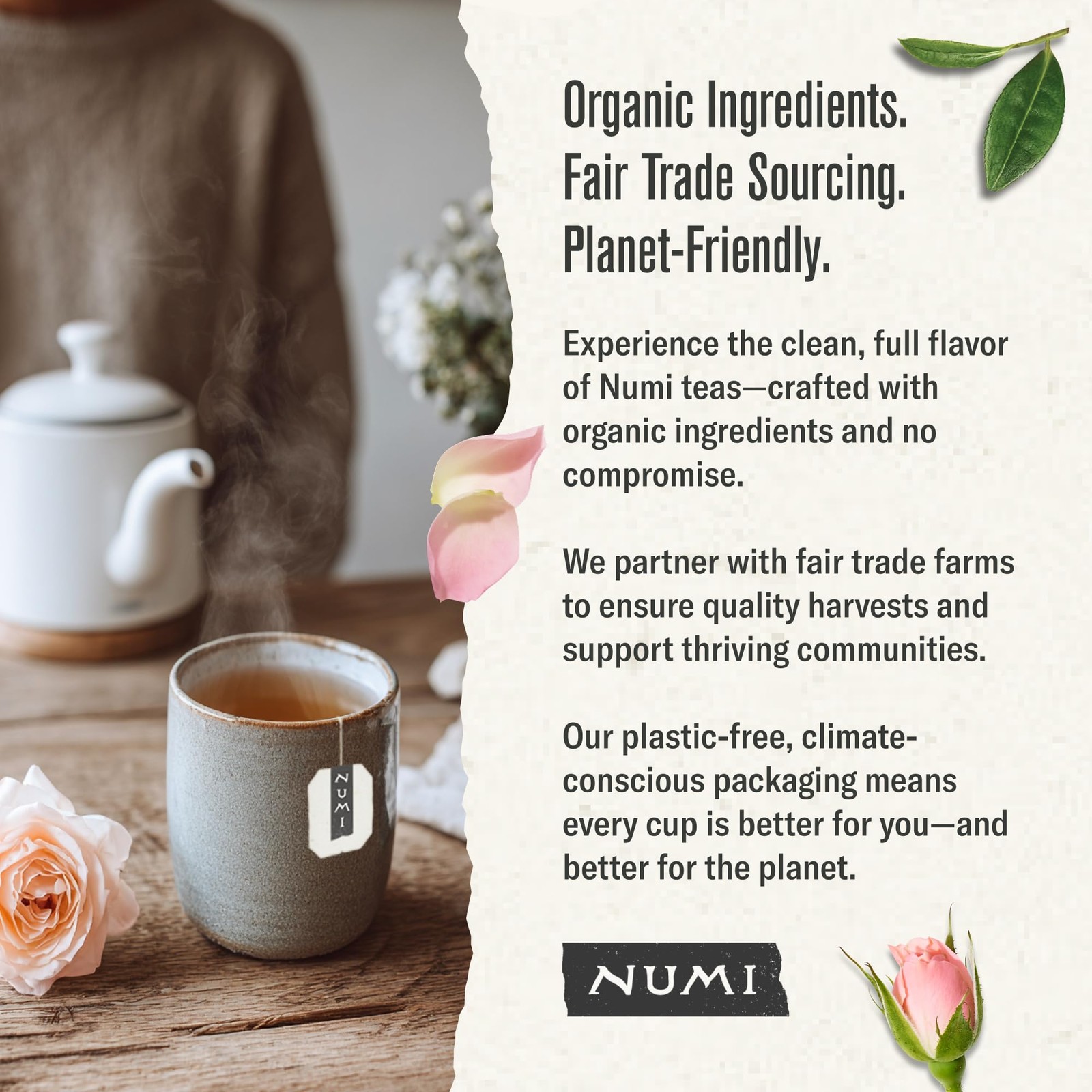 Numi Organic White Rose Tea, 16 Tea Bags, Low Caffeine