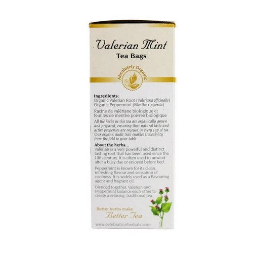 Organic Valerian Mint Tea 24 Bags By Celebration Herbals
