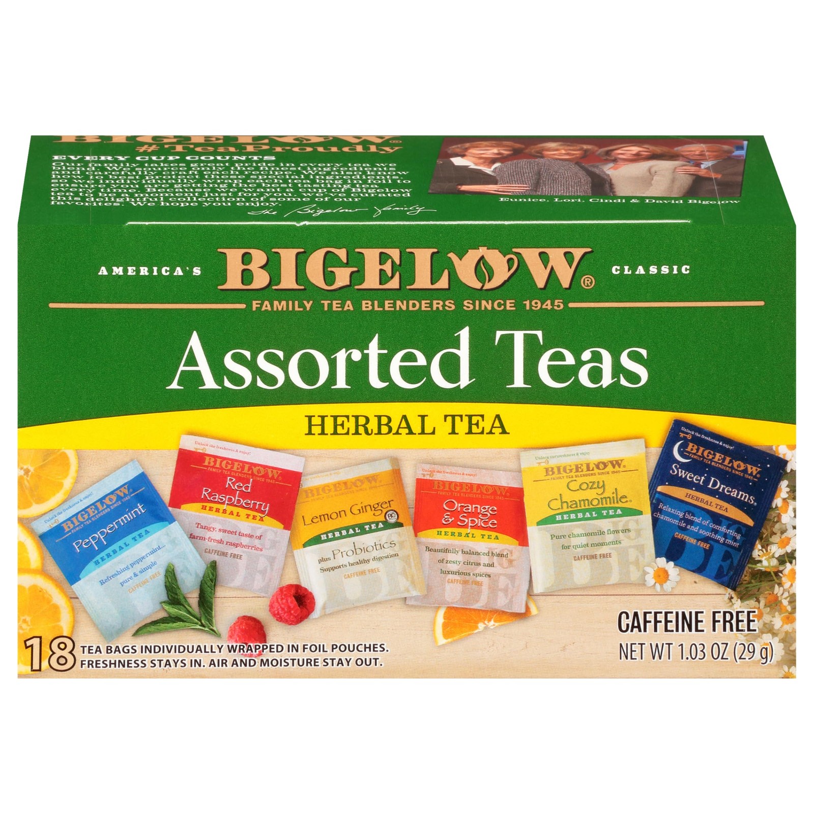 Bigelow Herbal Tea Variety Pack 18 Count Caffeine Free Gluten Free Assorted F…
