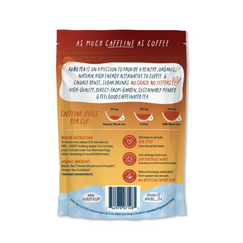Organic High Caffeine English Breakfast Reishi Mushroom Black Tea Bags – 20ct