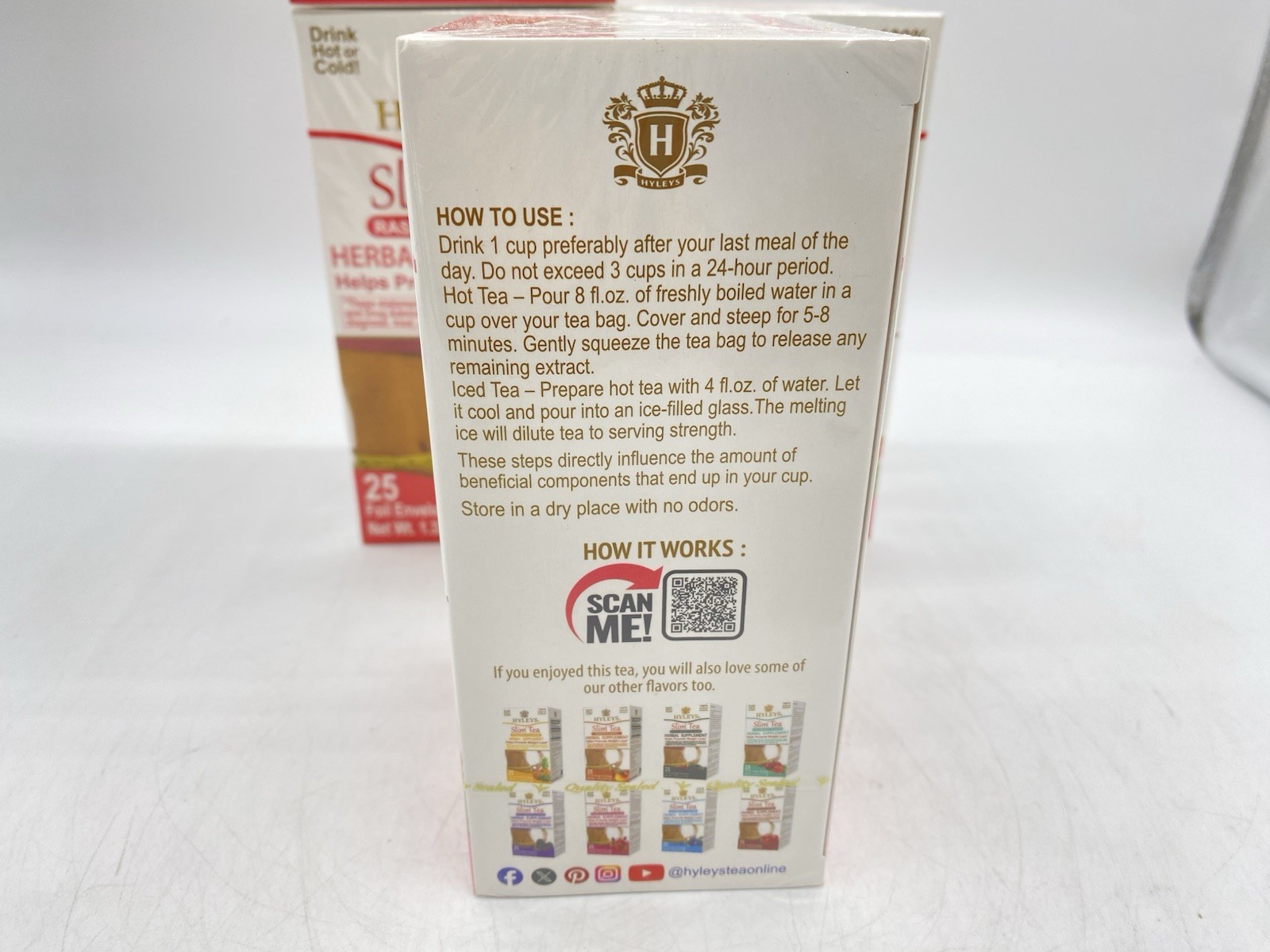 Hyleys Slim Tea Raspberry Flavor 100 Ct – Weight Loss Herbal Supplement