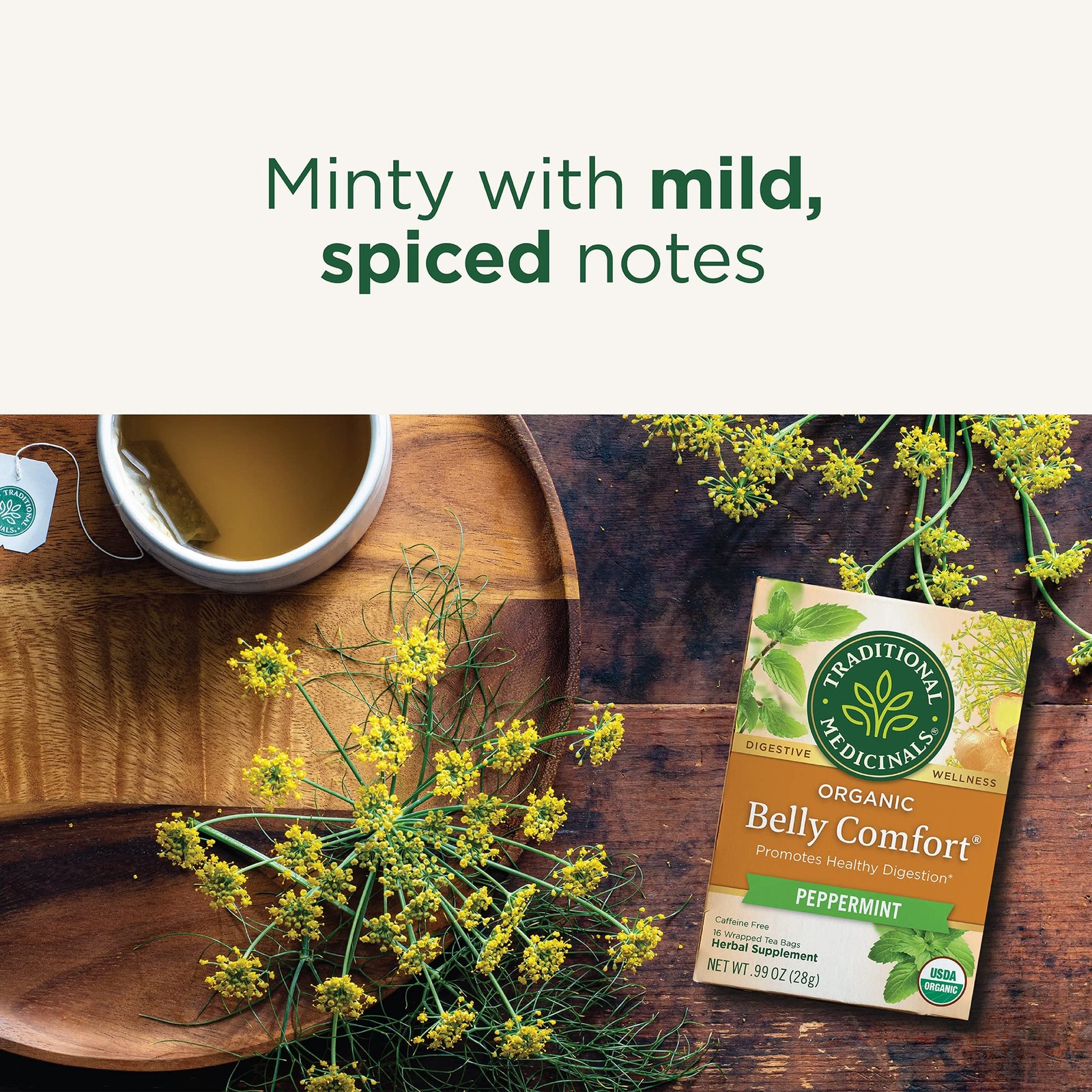 Traditional Medicinals Organic Belly Comfort Peppermint 96 Count (Pack of 6)