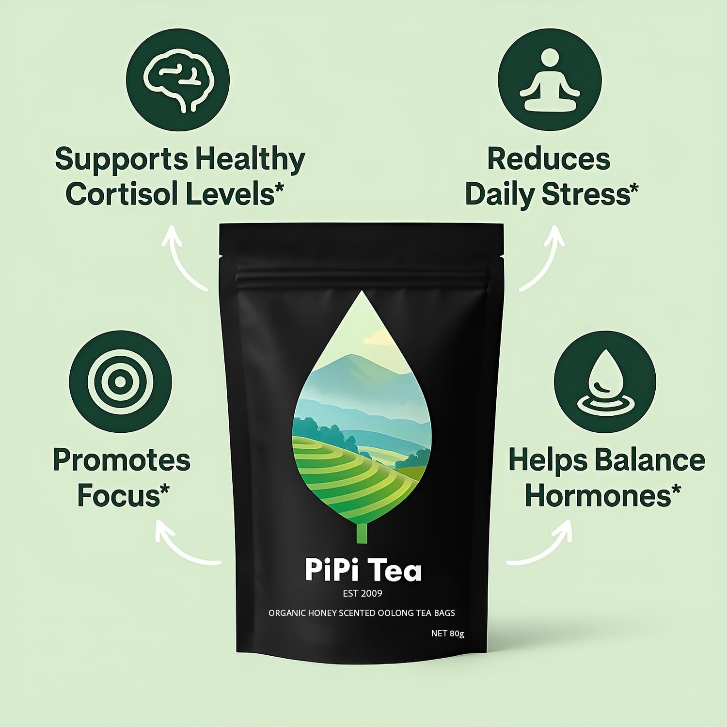 Organic Oolong Tea Bags – Whole Leaf, 20 Bags for Stress Relief Wellness