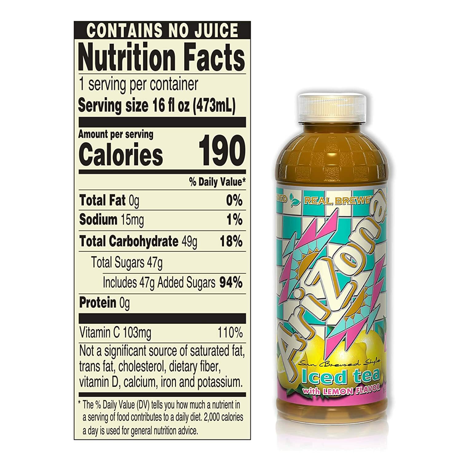 Arizona Tea, Premium Brewed Lemon Bottled Tea, 16 Fl Oz (Pack of 12) Free Ship