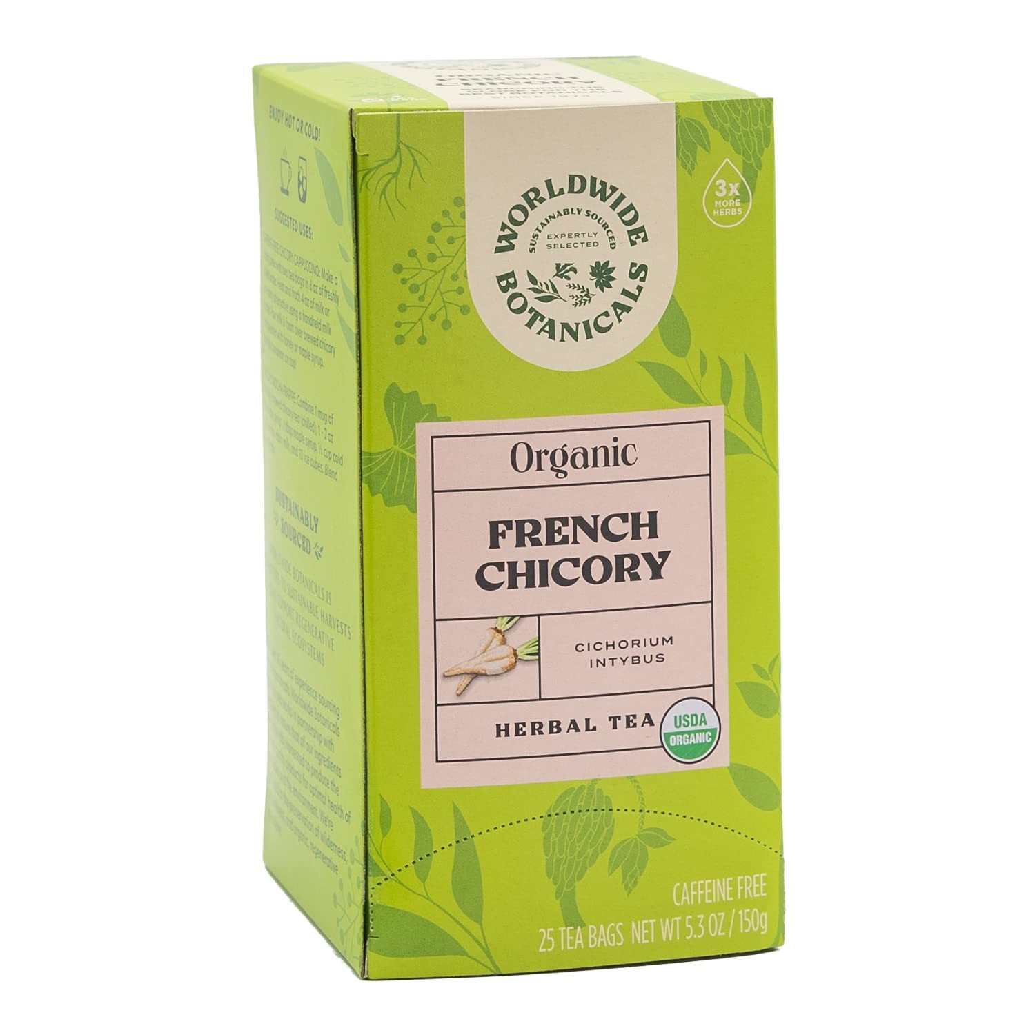 Organic French Chicory Root Tea, 25 Tea Bags – 3x herbs with 6g per teabag – …