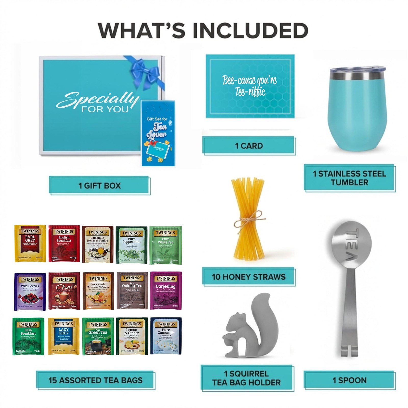 New Best Modern Elegance Tea Tumbler Gift Set for Women, Teal Free Shipping
