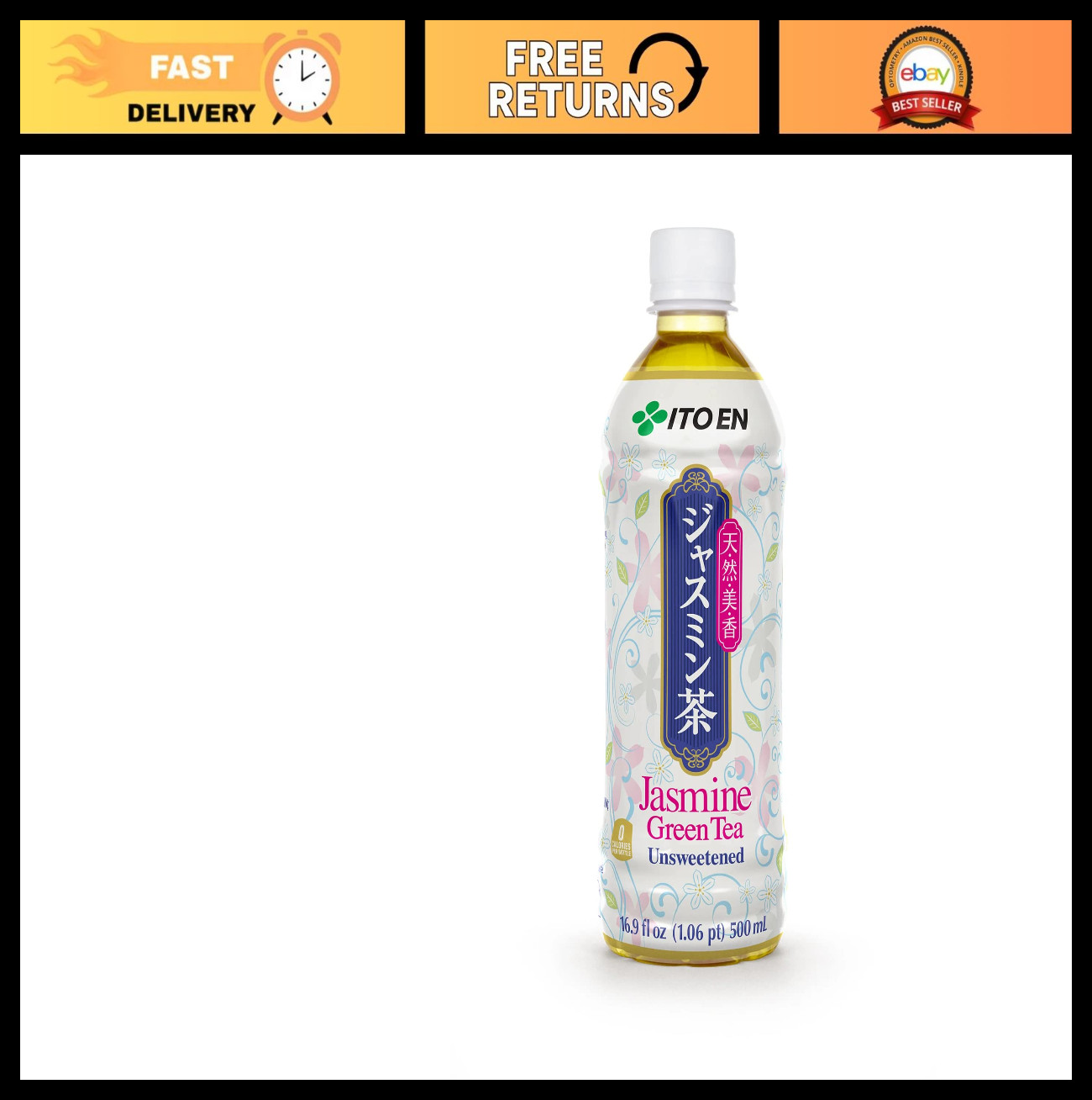 Jasmine Green Tea Unsweetened, 16.9oz Bottles (Pack of 12) – 0 Calories, Refresh