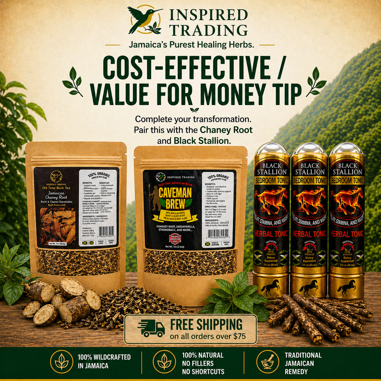 Jamaican Caveman Brew – Strong Back Tea- 7 Powerhouse Roots-Stamina & Energy
