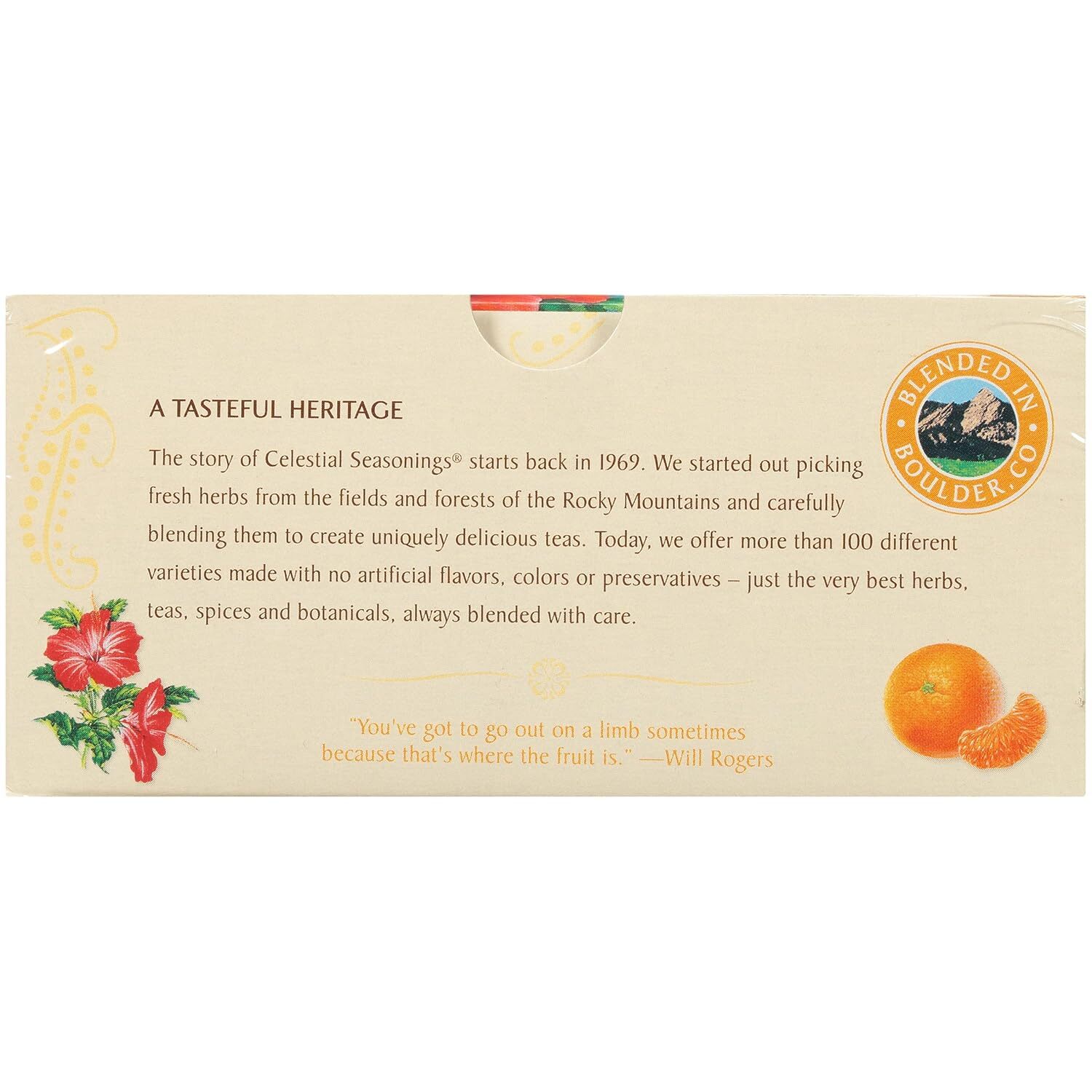 Celestial Seasonings Tangerine Orange Zinger Herbal Tea, 20 Tea Bags Box