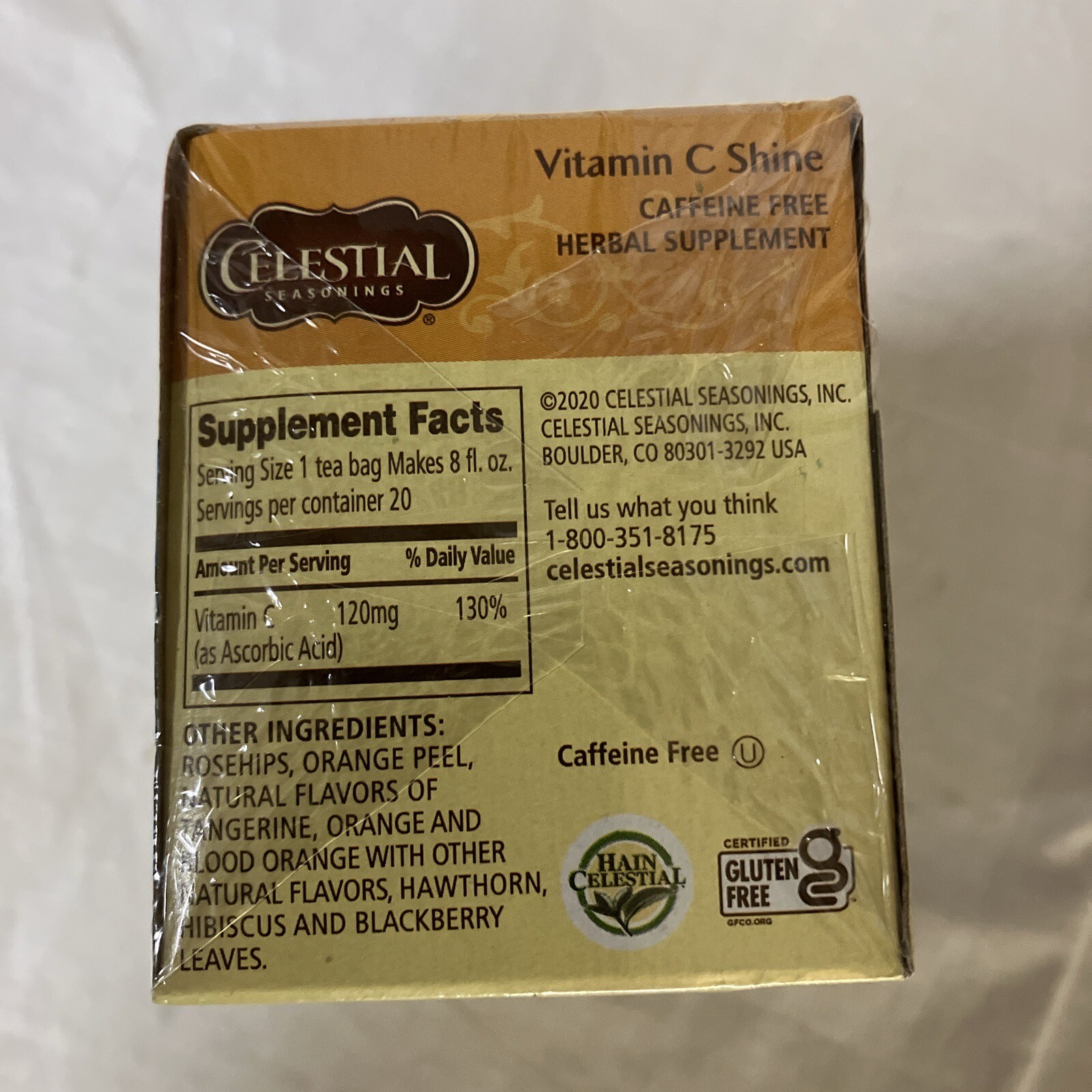 Lot of 2 Celestial Seasonings Vitamin C Shine 20 Tea Bags Each BB 7/24/25 FS!