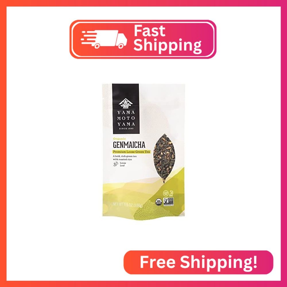 Yamamotoyama Organic Genmaicha Loose Leaf Green Tea, Green Tea with Roasted Rice