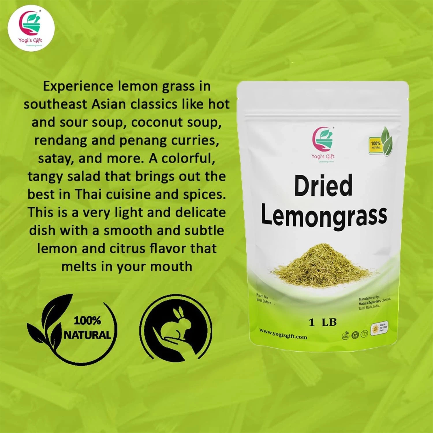 Dried Lemongrass 1 LB | Cut and Sifted Loose Leaf | Aroma Rich Lemon Grass | …