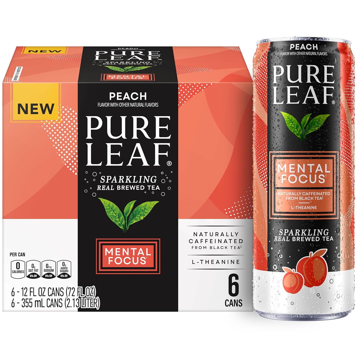 Raspberry Real Brewed Sparkling Iced Tea 12 fl oz Cans Pure Leaf
