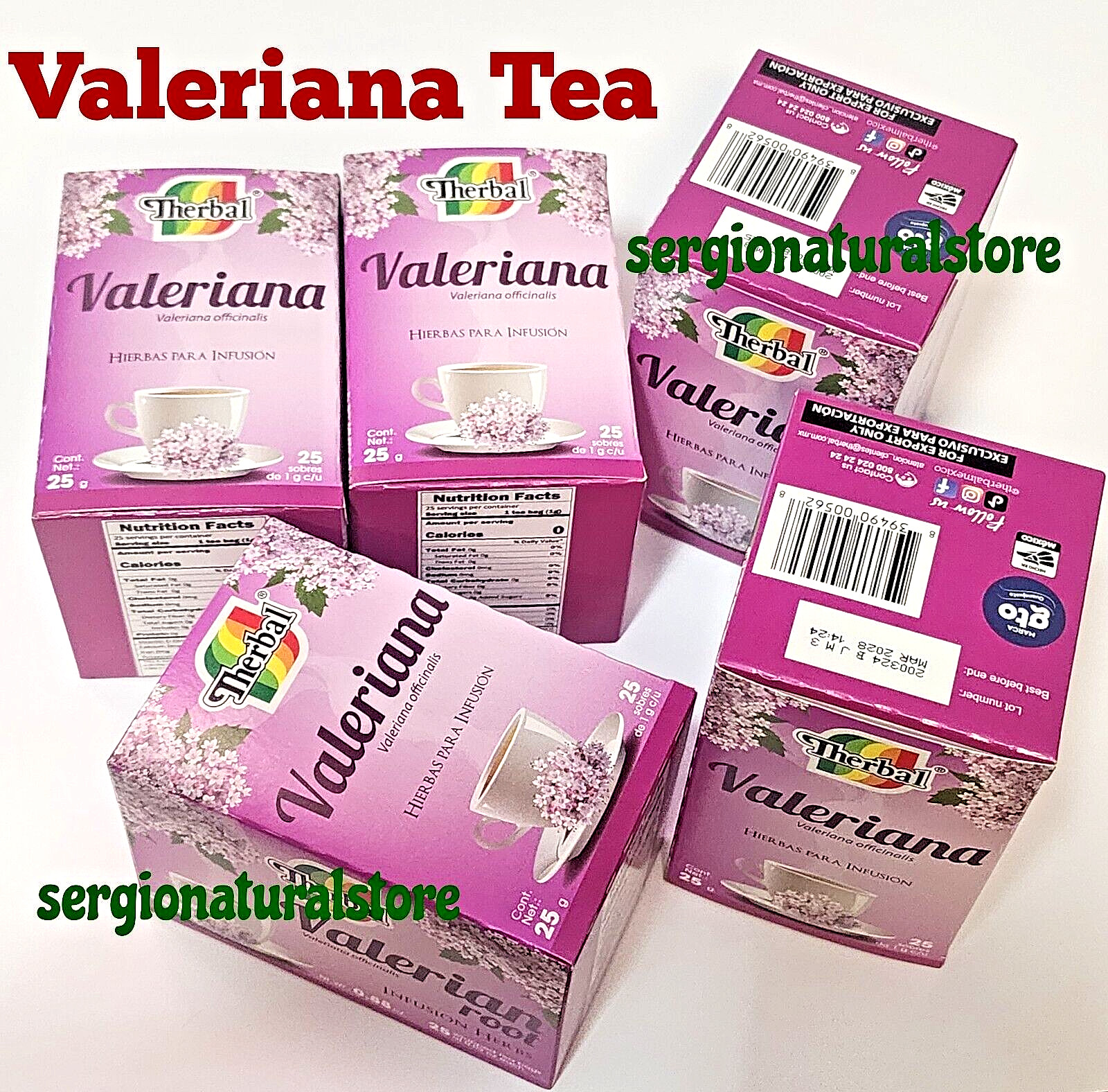 5 Packs Te de Valeriana Root Tea 125 bags (Veleriana edulis) Caffeine Free