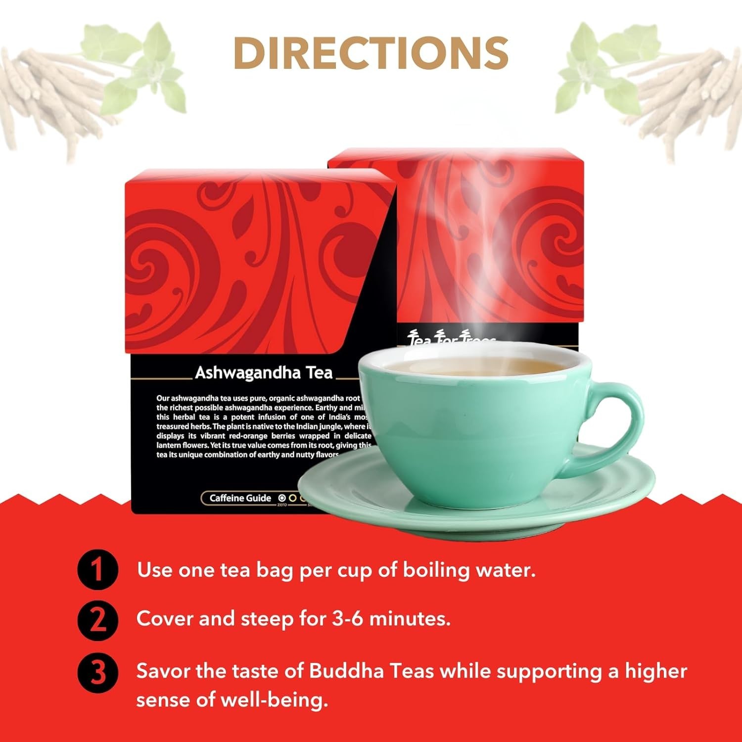 Buddha Teas Organic Herbal Tea Ashwagandha 18 Packets Each (Pack of 4)