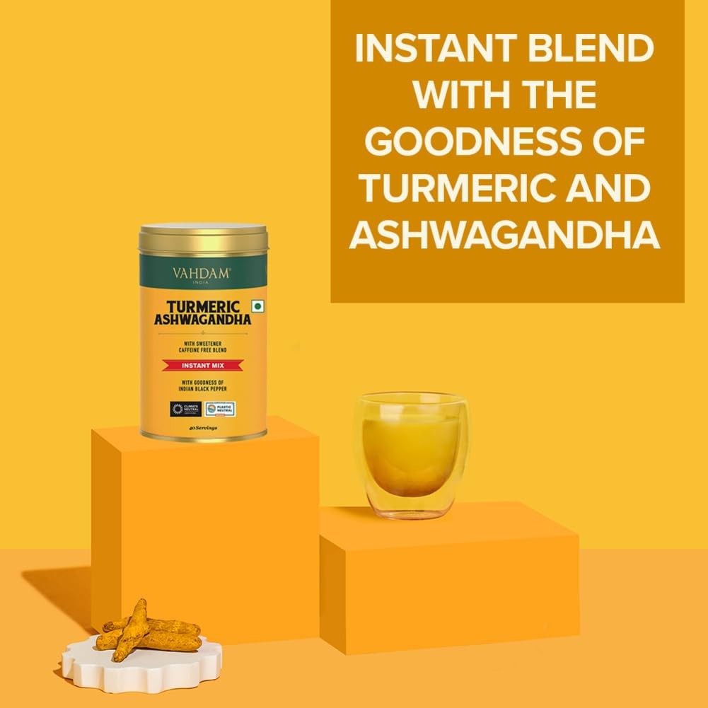 VAHDAM Turmeric Ashwagandha Latte Mix Caffeine Free Golden Milk