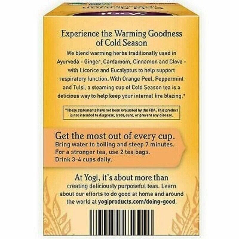 Yogi Tea, Organic, Cold Season, Caffeine Free, 16 Tea Bags (32 g) Free Shipping