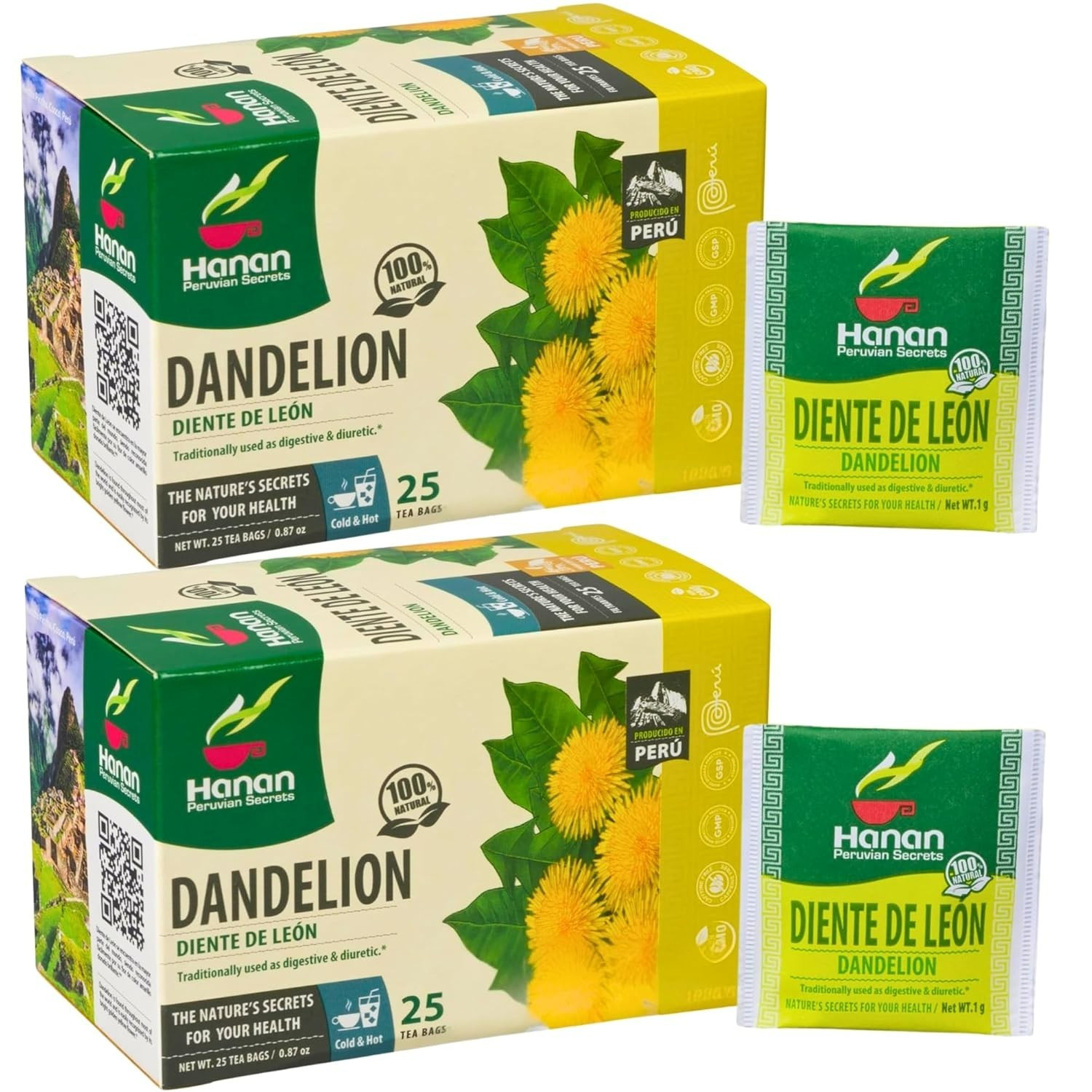 100% Natural Dandelion Root Tea Diente de León – 50 Tea Bags of from Peru