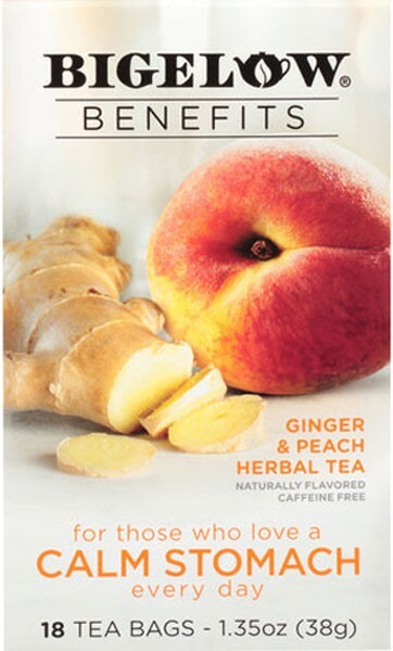 Bigelow Benefits Calm Stomach Ginger & Peach Herbal Tea – 18 tea bags