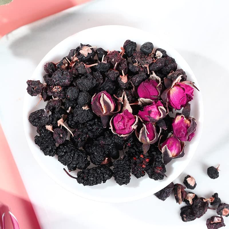 Black Goji Berry Mulberry Rose Mixed Tea Rich in Anthocyanins 250g (5g*50 pack)