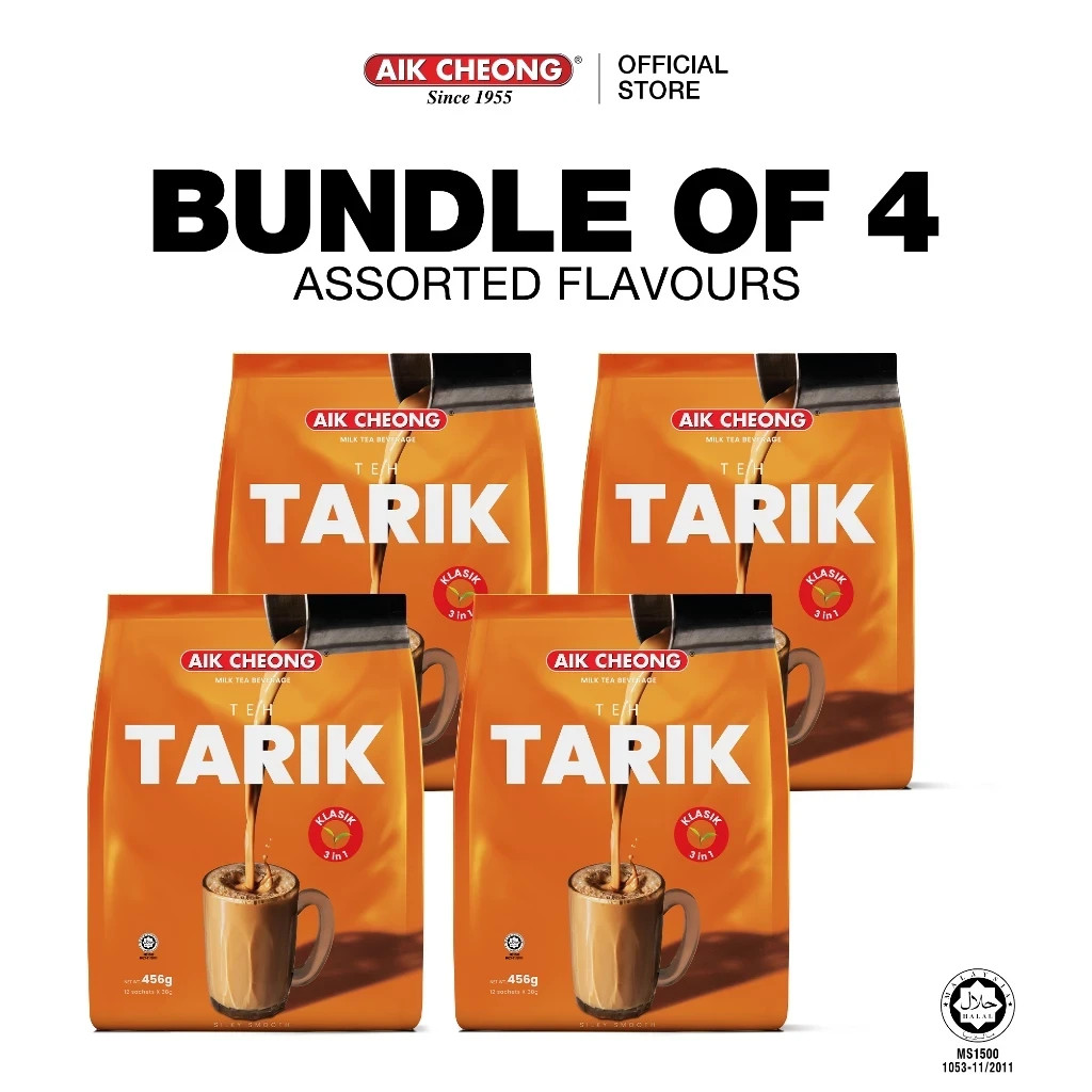 Bundle of 4 X Aik Cheong Teh Tarik – Klasik (38g x 12 Sachets) + DHL EXPRESS