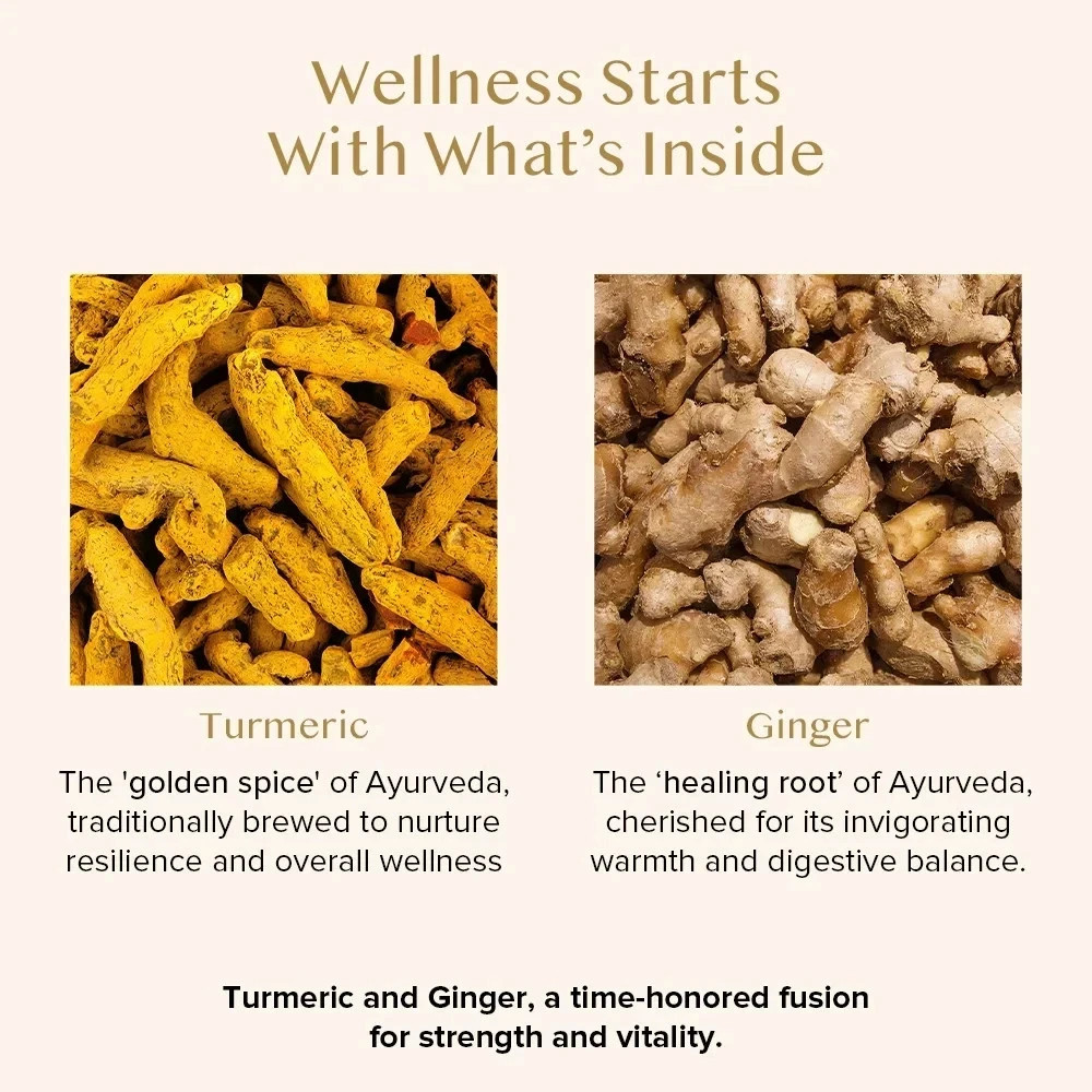 VAHDAM Organic Turmeric Ginger Tea 100 Bags Caffeine Free Non-GMO Herbal