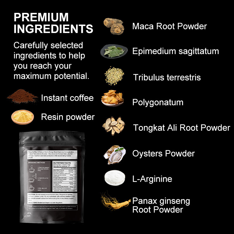 Maca Coffee Chocolate Flavor Herbal Instant Coffee Natural Energy Drink Men