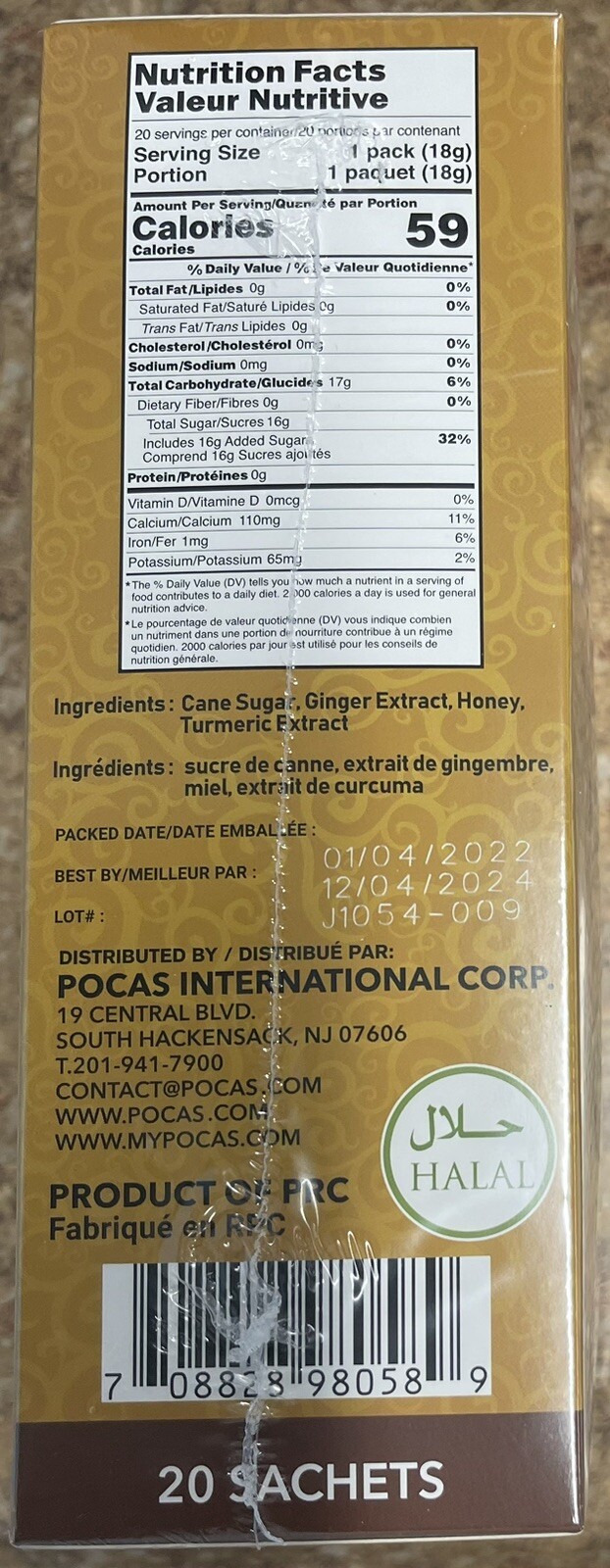 Pocas Honey Ginger Tea original Instant Honey Ginger Tea Made with Real Ginger