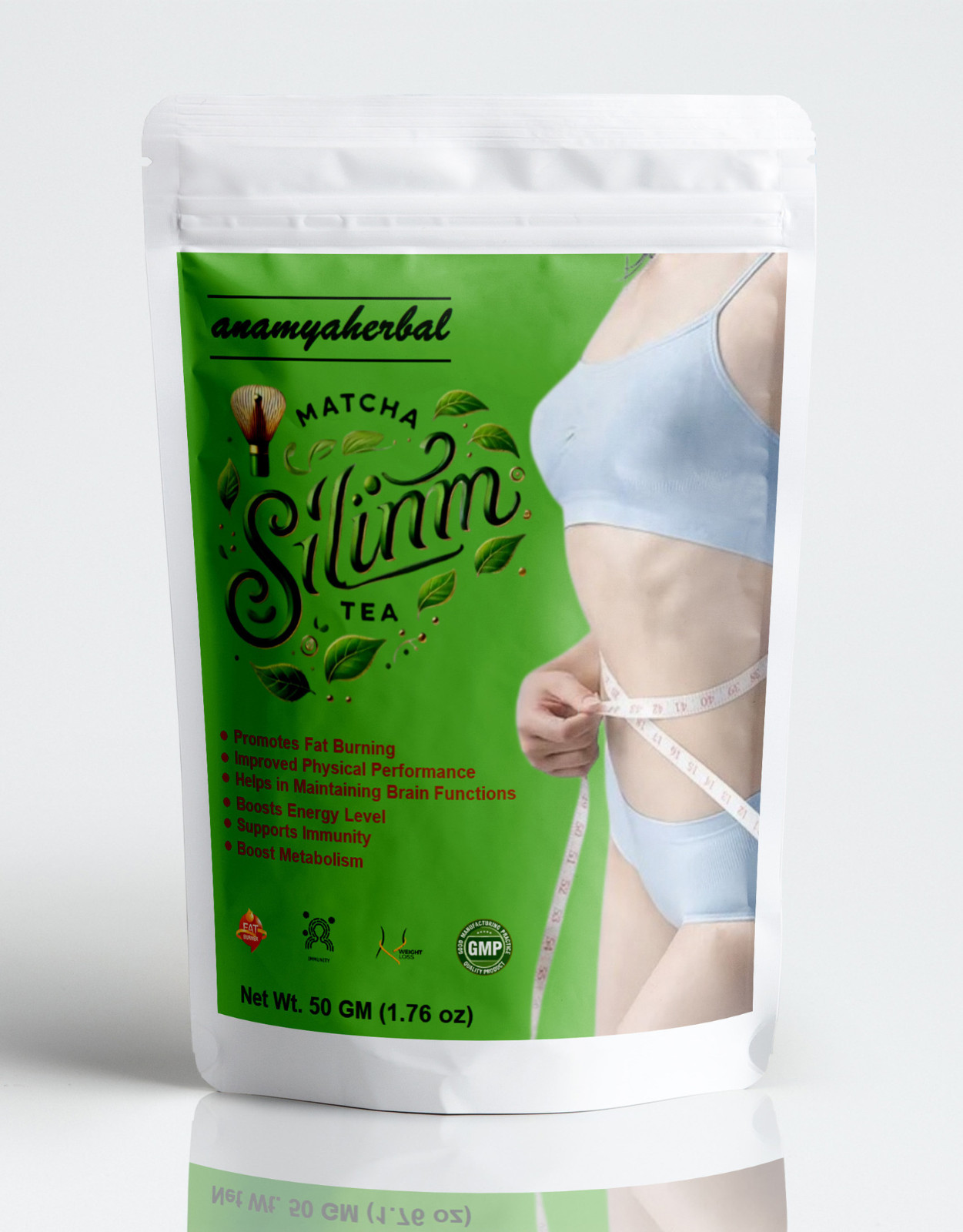 Matcha Slim Green Tea Weight Management High In Antioxidants Detoxifying (50gm)