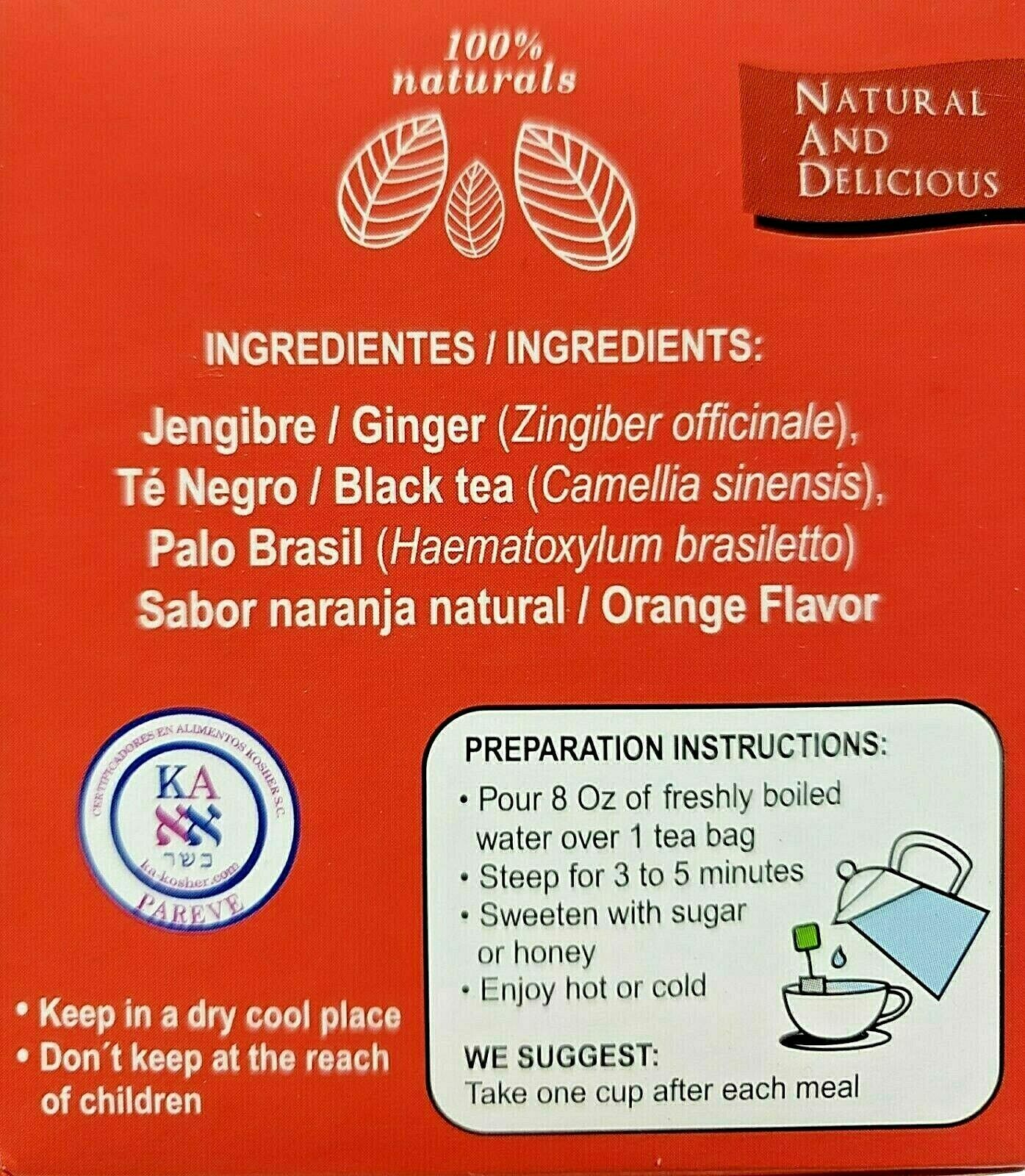 2 Packs TE de JENGIBRE / GINGER TEA BLEND 50 Bags Therbal Made in Mexico