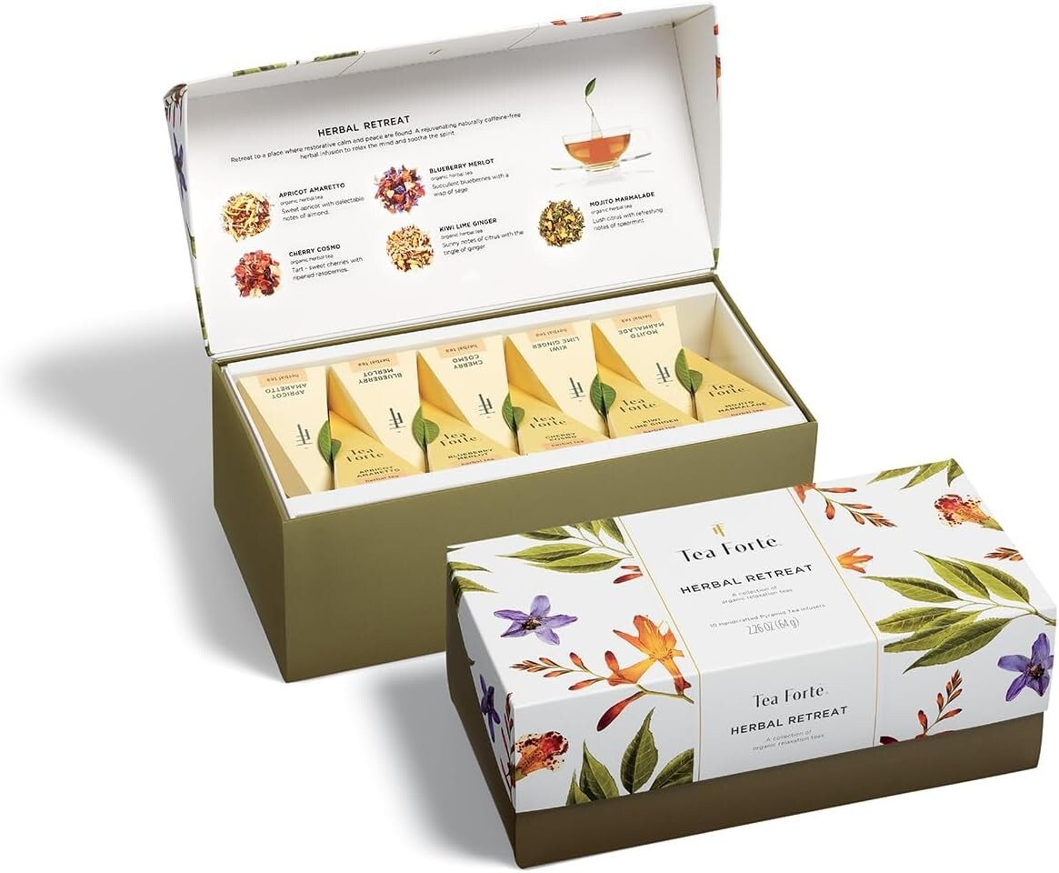 Tea Forte Herbal Retreat Organic Caffeine Free Premium Herbal Tea Petite Present