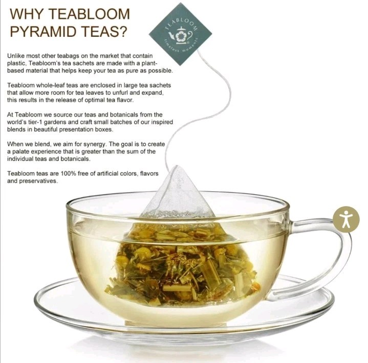 TEABLOOM Organic Jasmine Pearls 12 Premium Green Tea Pyramid Sachets
