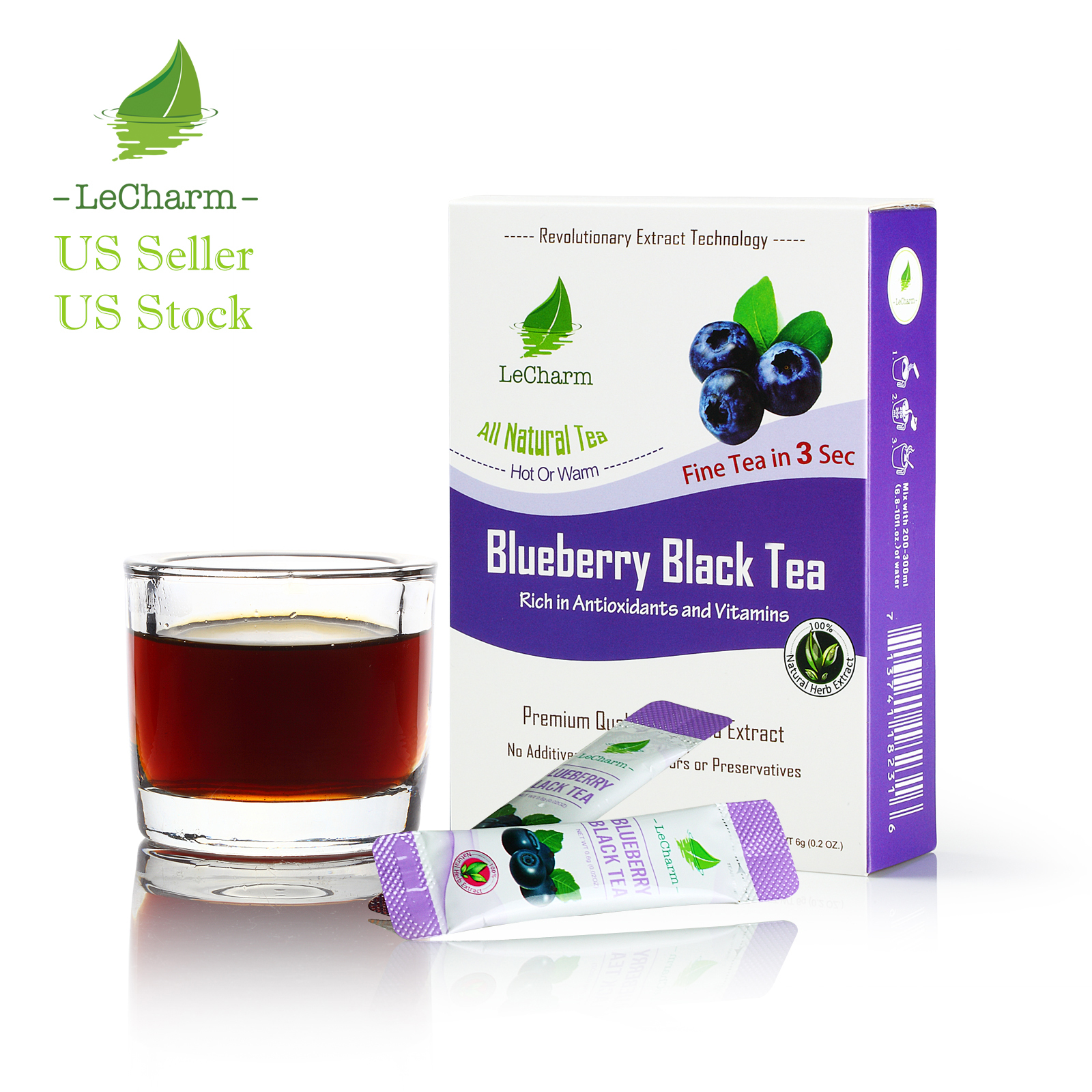 Premium 100% Natural Premium Blueberry Organic Black Tea Sugar Free(10 Sachests)