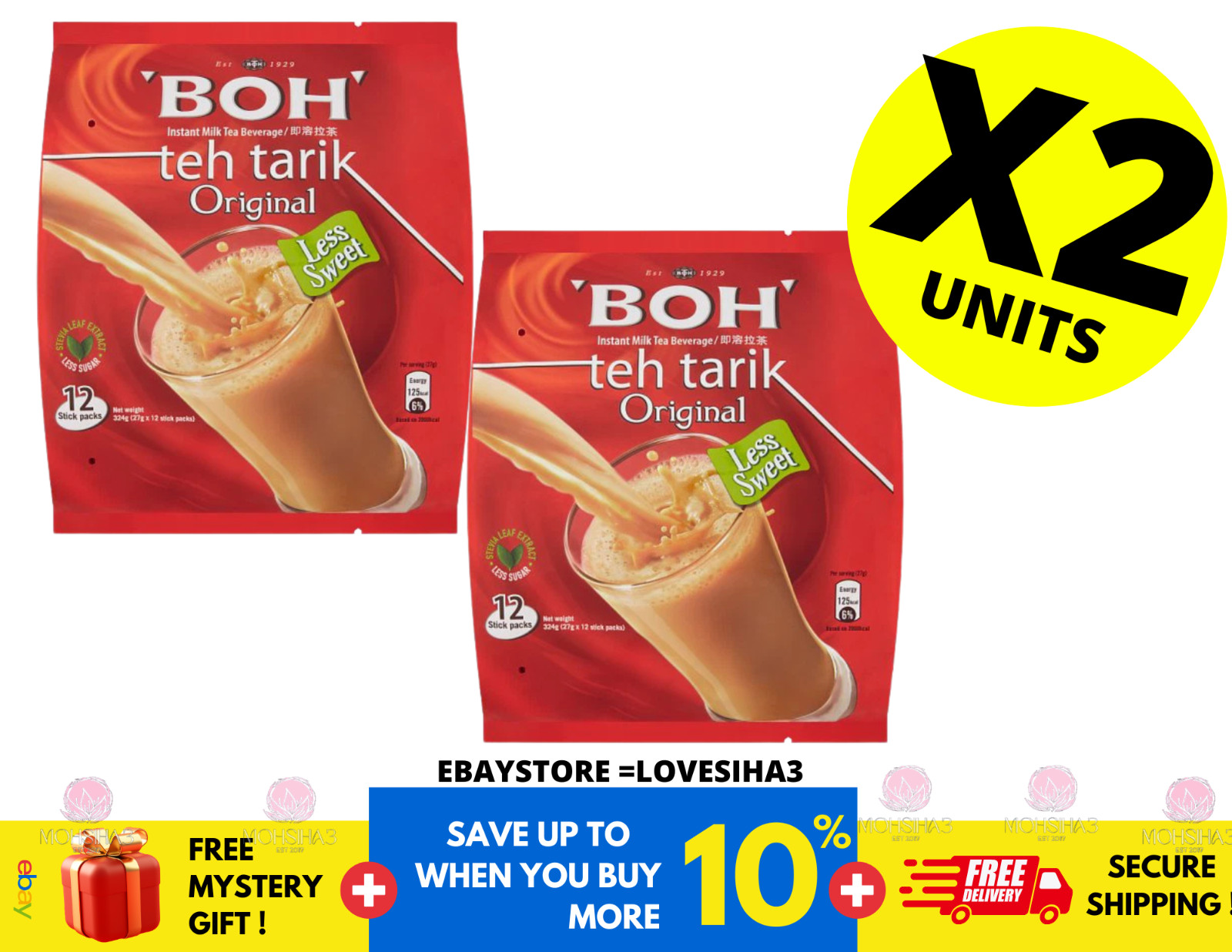 BOH 3in1 Tea TEH TARIK Kurang Manis Less Sweet 12’s (27g each) X 2 PACK