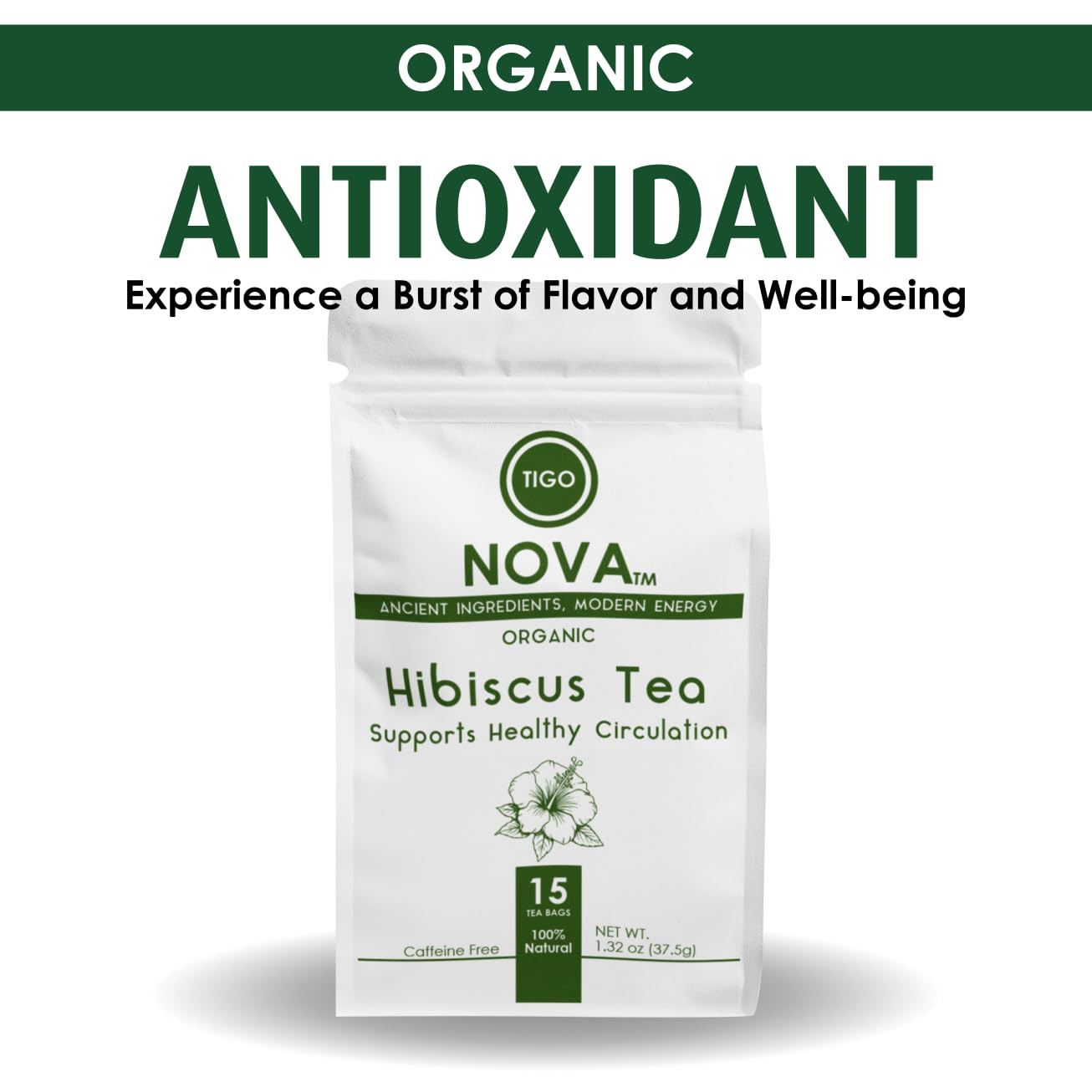 Premium Organic Hibiscus Tea Bags, 100% Natural and Organic Ingredients, Antioxi